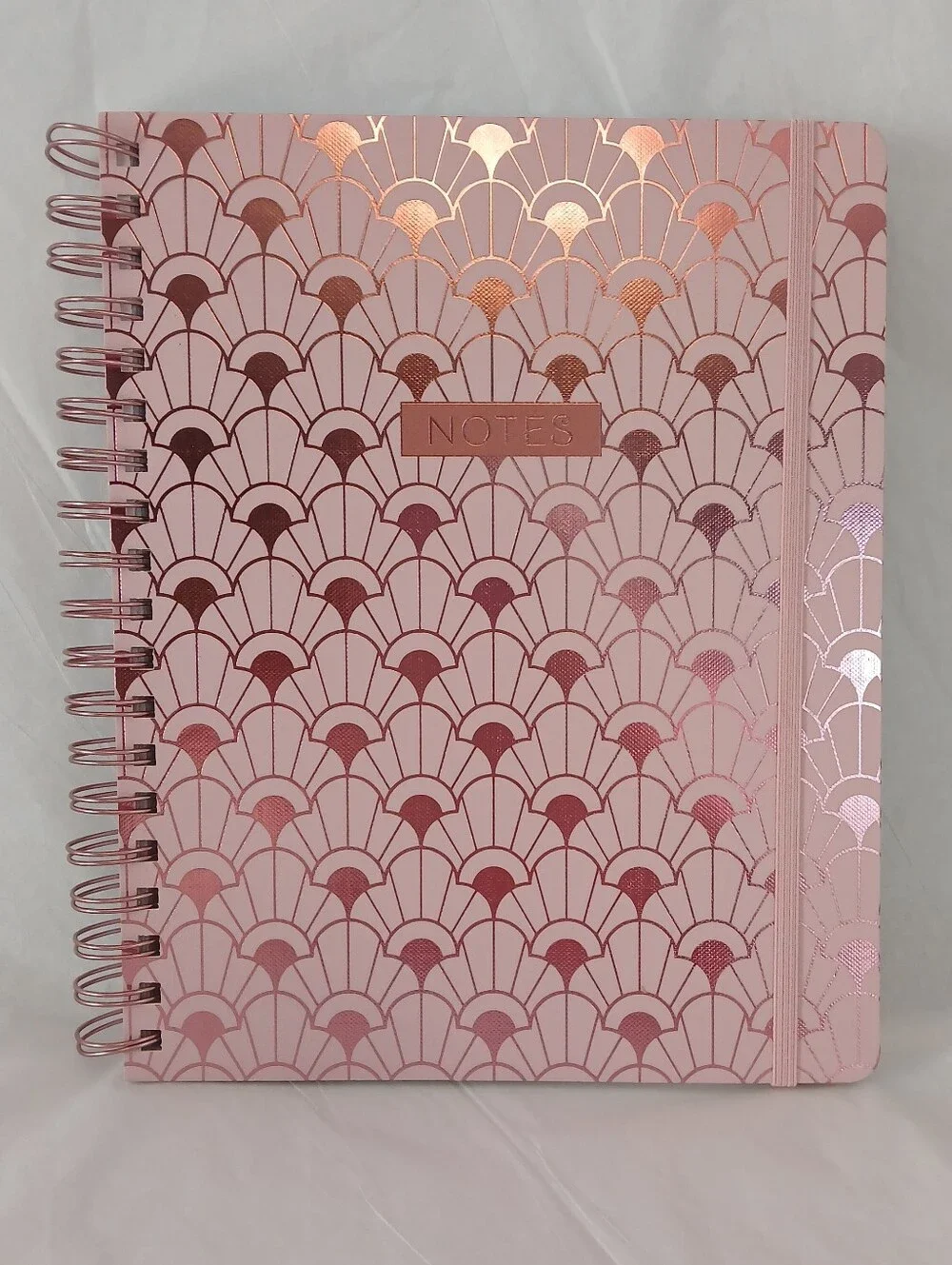 Art Deco Hardcover Wirebound Journal With 2 Pockets, Pink, James Burke